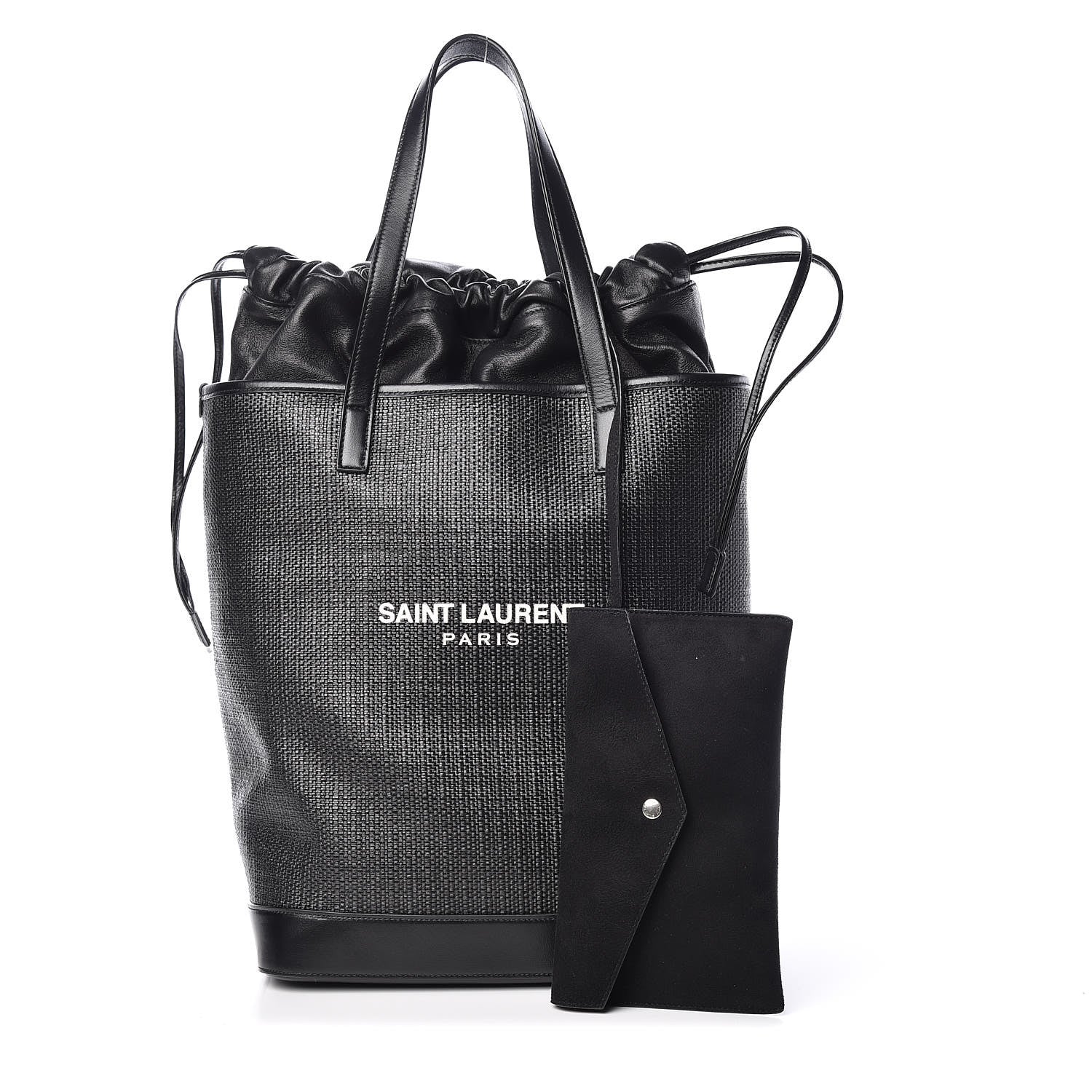 Saint Laurent Linen Canvas Teddy Shopping Bag Black 1 of 13