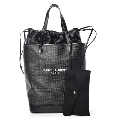 Saint Laurent Linen Canvas Teddy Shopping Bag Black 1 of 13