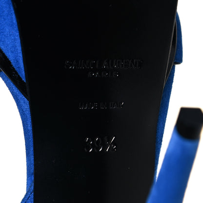 Saint Laurent Kid Scamosciato Tribute 105 Open Toe Platform Sandals 39.5 Bleu Majorelle 6 of 8