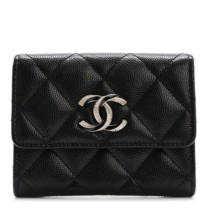 Chanel Caviar Quilted Crystal Enamel CC Flap Card Holder Black 1 of 9
