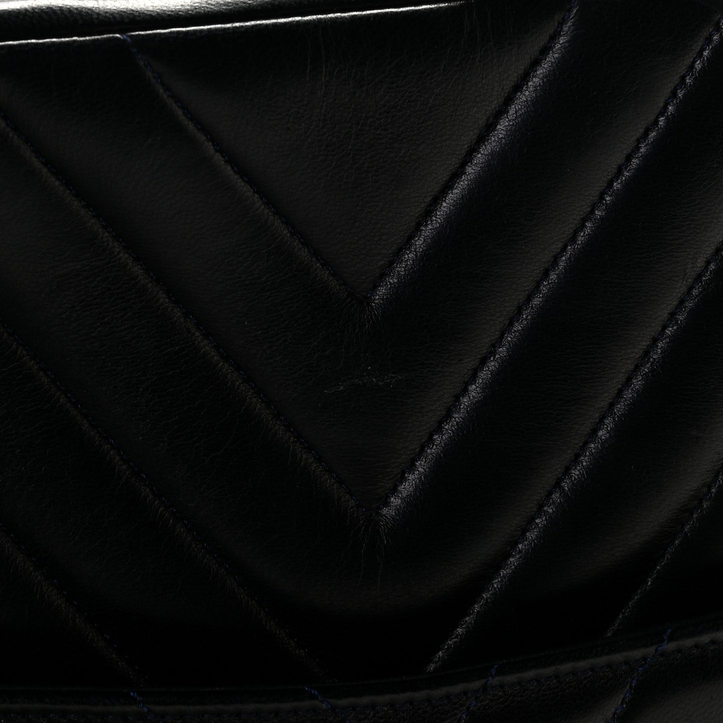 Lambskin Chevron Quilted Shoulder Bag Navy