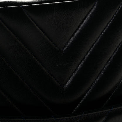 Chanel Lambskin Chevron Quilted Shoulder Bag Navy 12 of 13