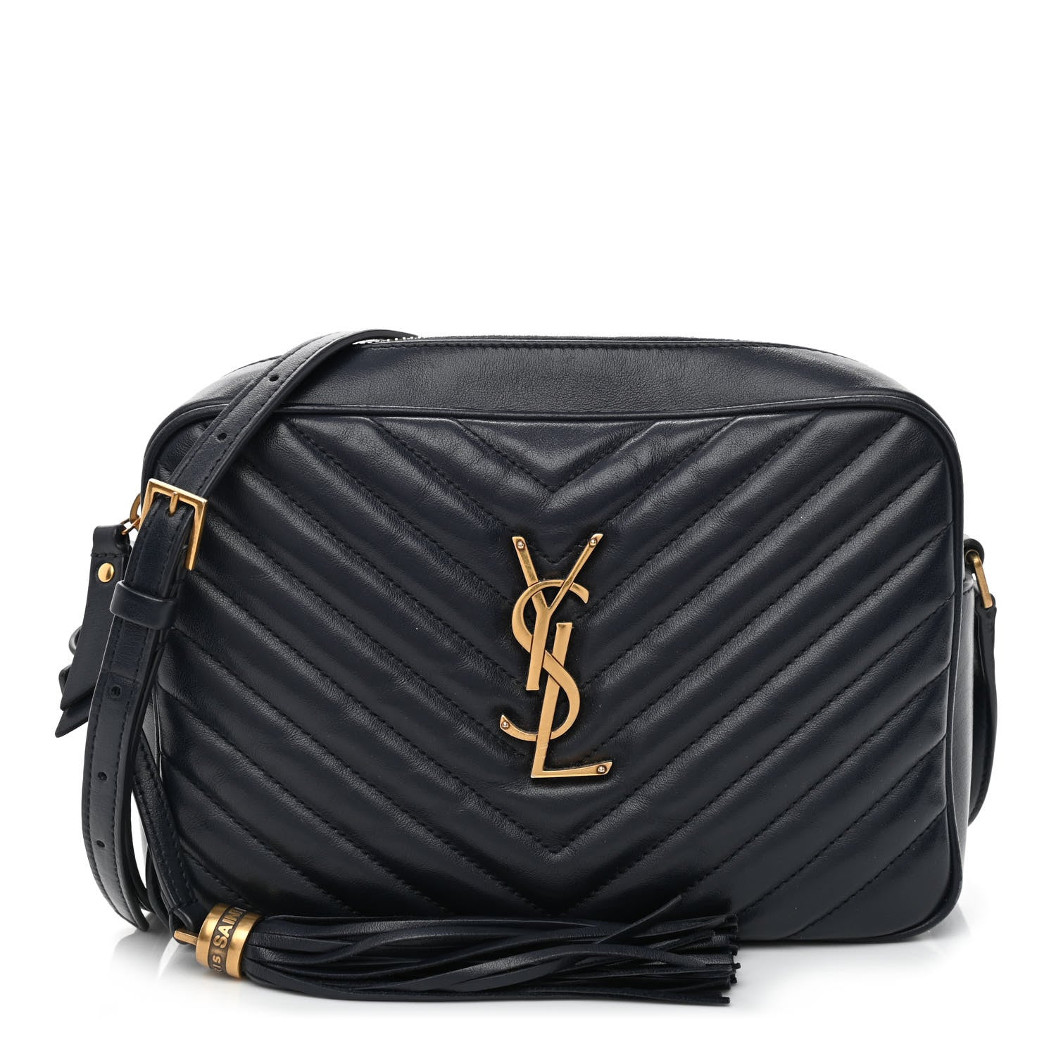 Saint Laurent Calfskin Matelasse Monogram Lou Camera Bag Navy 1 of 11