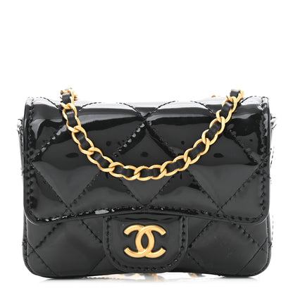 Chanel Patent Quilted Enamel Chain Mini Flap Belt Bag Black 1 of 11