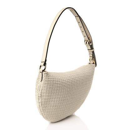 Fendi Fabric Crochet Vitello Grace Small Croissant Hobo Uovo 2 of 7