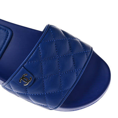 Chanel Lambskin Quilted CC Mules Sandals 36 Dark Blue 10 of 11