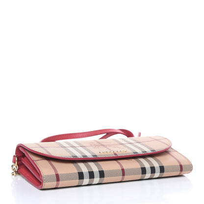Burberry Haymarket Check Henley Wallet On Chain Coral Red 4 of 11