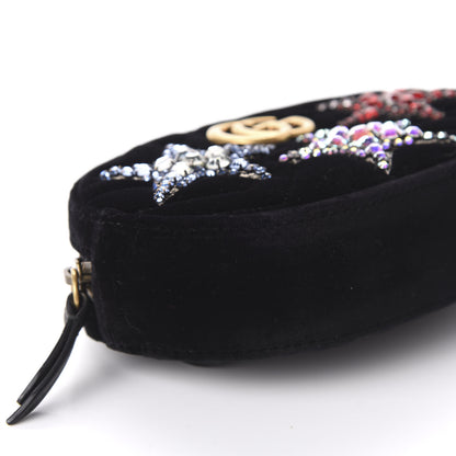 Gucci Velvet Matelasse Crystal Star GG Marmont Belt Bag 65 26 Black 6 of 10