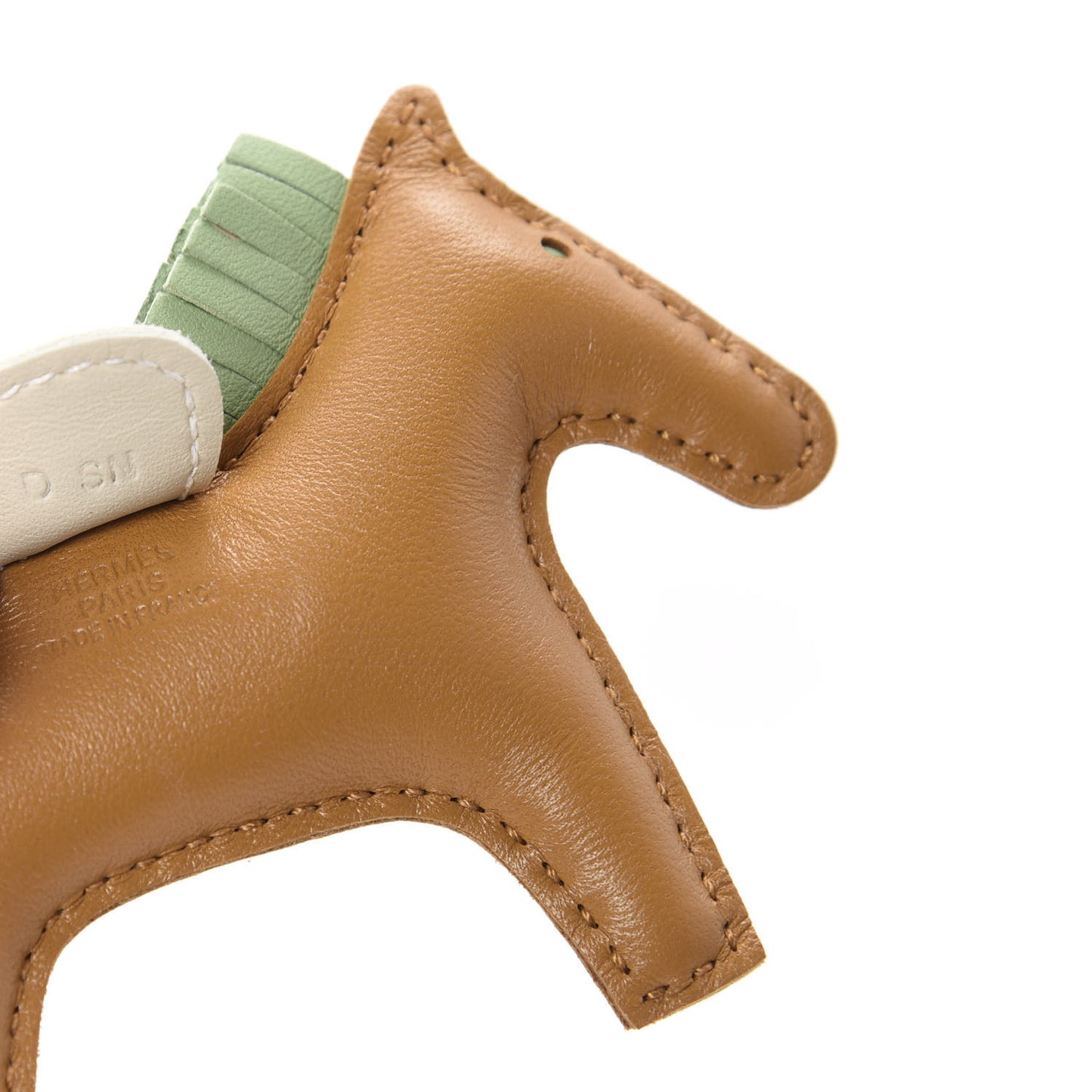 Milo Lambskin Grigri Rodeo Horse Bag Charm PM Sesame Vert Criquet Craie