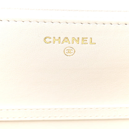 Chanel Lambskin Enamel Quilted CC Slide Wallet On Chain WOC White 6 of 11