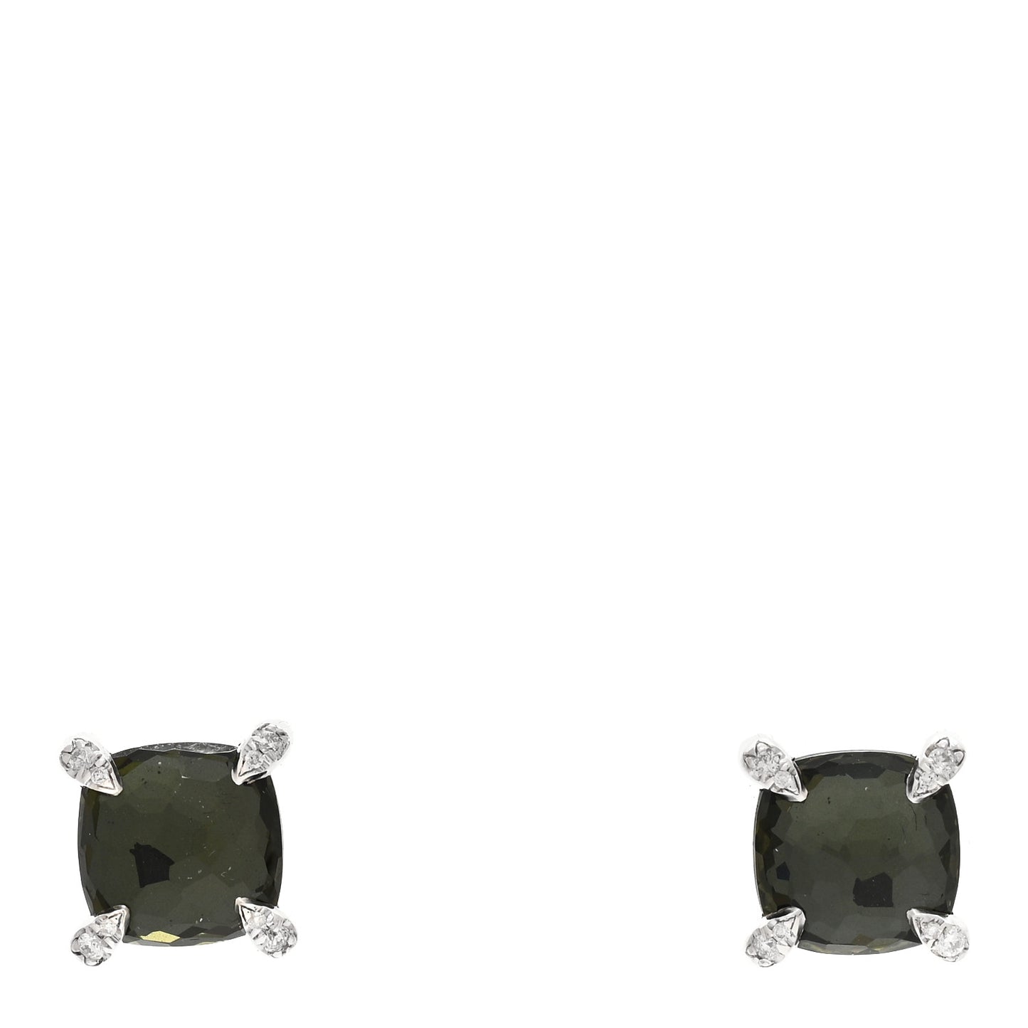 Sterling Silver Green Orchid Diamond 9mm Chatelaine Earrings