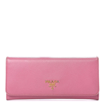 Prada Saffiano Metal Continental Flap Wallet Begonia 1 of 14