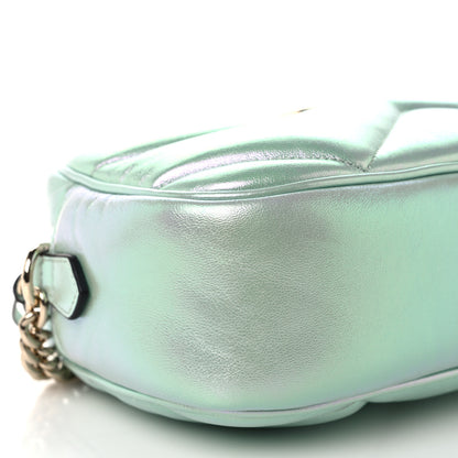 Gucci Iridescent Nappa Chevron Matelasse Small GG Marmont Chain Shoulder Bag Iridescent Salvy Green 10 of 12