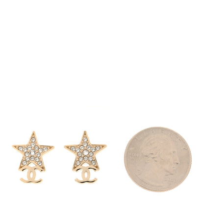 Chanel Crystal CC Star Earrings Gold 2 of 6