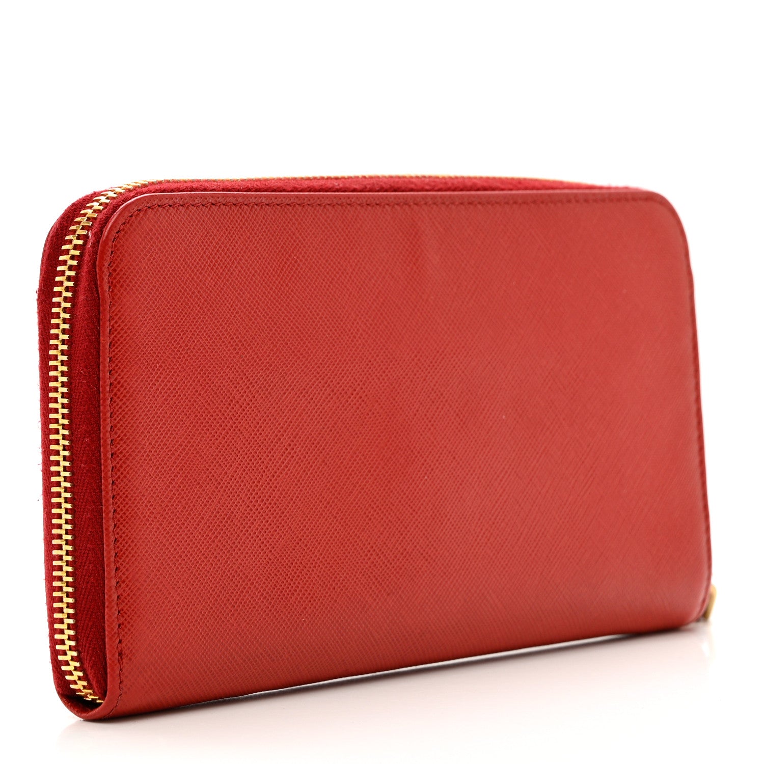 Prada Saffiano Metal Zip Around Wallet Fuoco 3 of 7