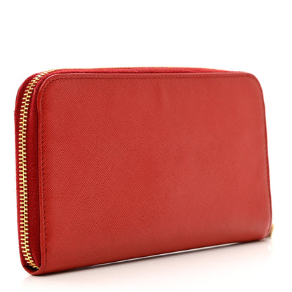 Prada Saffiano Metal Zip Around Wallet Fuoco 3 of 7