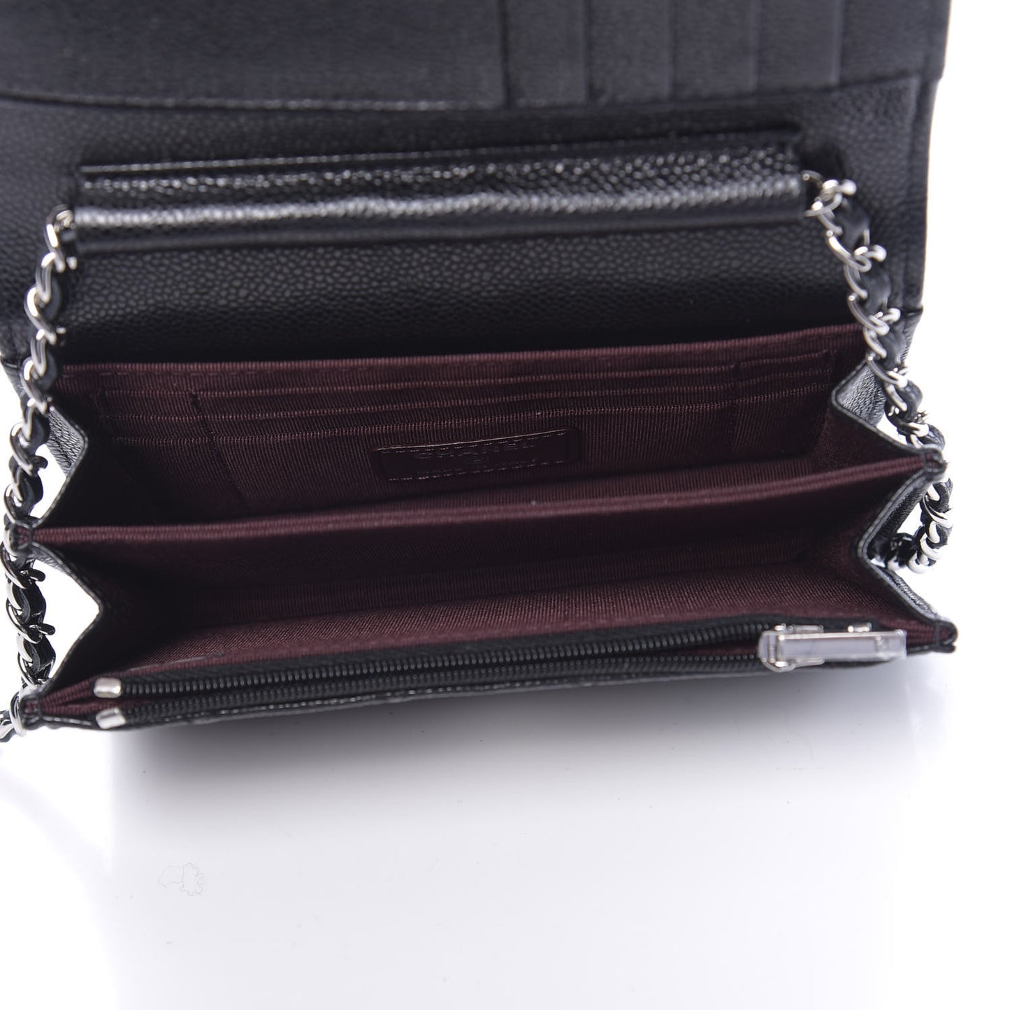 Caviar Quilted Mini Wallet On Chain WOC Black