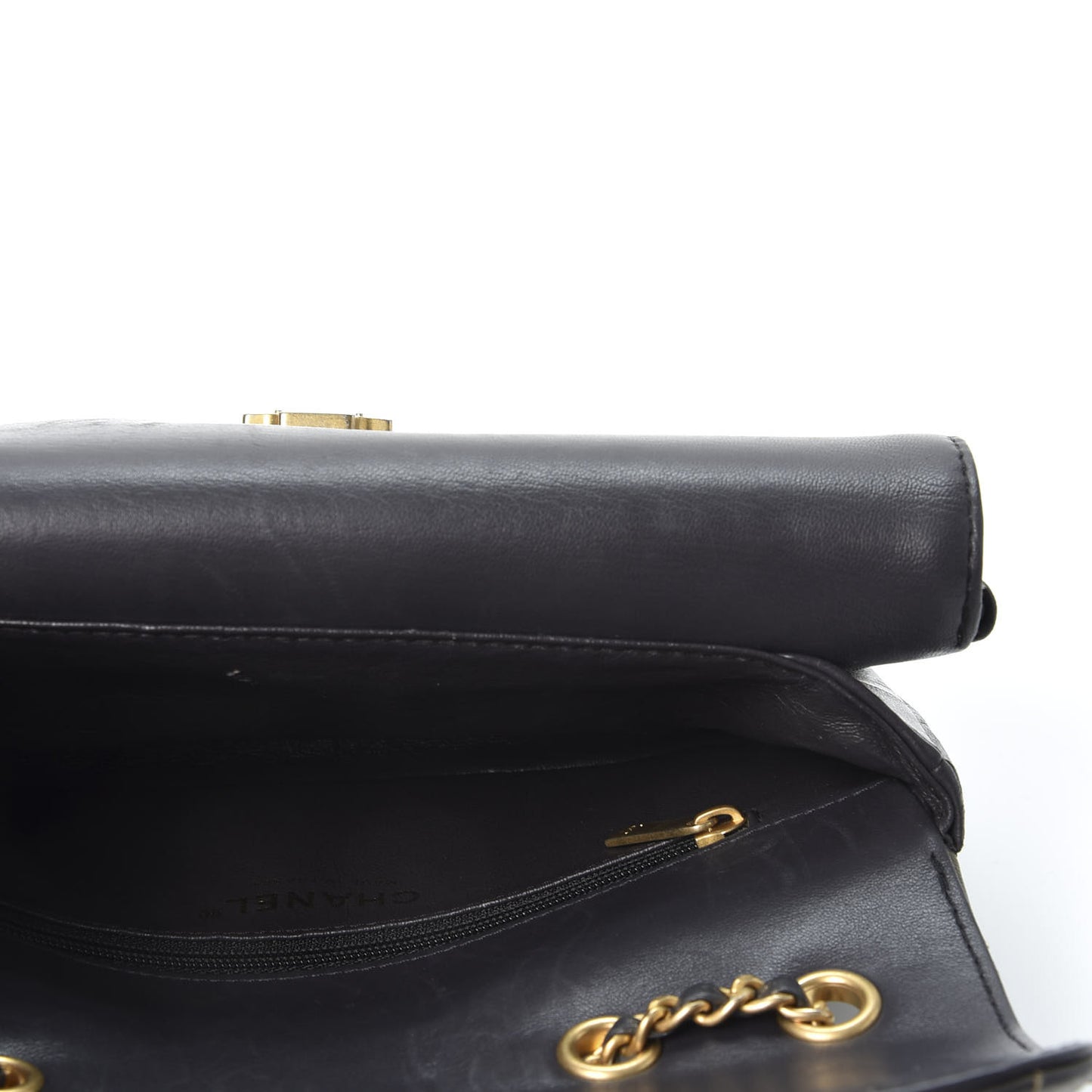 Metallic Calfskin Lambskin Quilted Small CC Chic Flap Dark Grey Gold