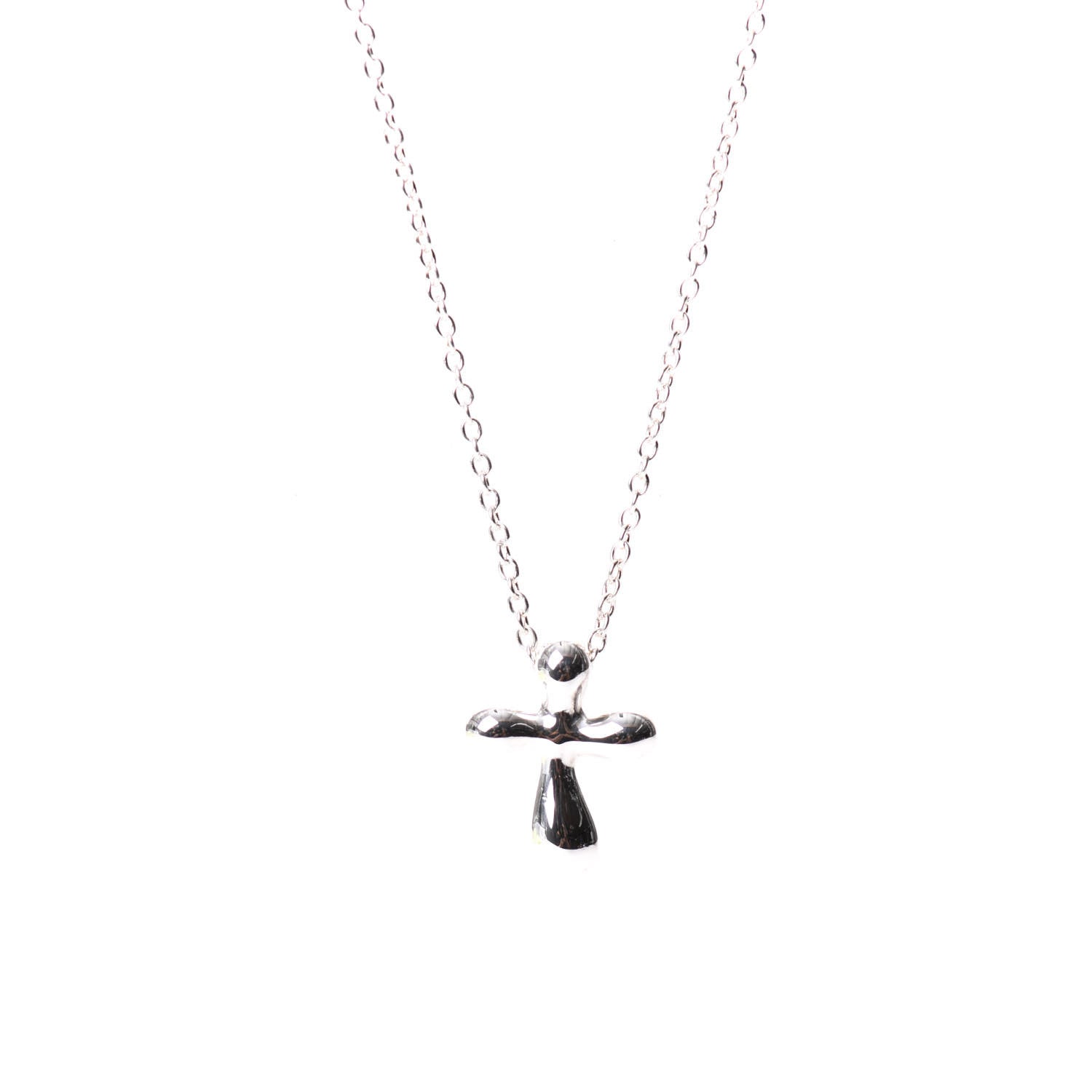 Tiffany Sterling Silver 12mm Elsa Peretti Cross Pendant Necklace 3 of 5