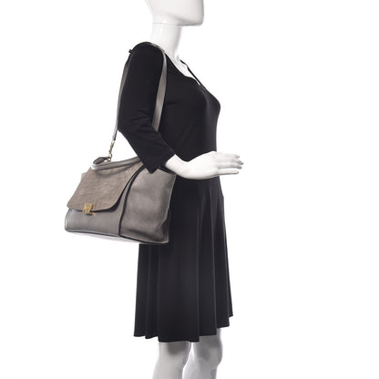 Celine Crocodile Embossed Nubuck Medium Trapeze Grey 2 of 18