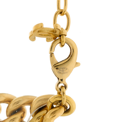 Chanel Metal Textured CC Short Chain Pendant Necklace Gold 4 of 5
