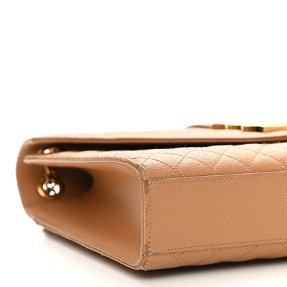 Saint Laurent Grain De Poudre Textured Mixed Matelasse Triquilt Large Monogram Satchel Dune 8 of 13