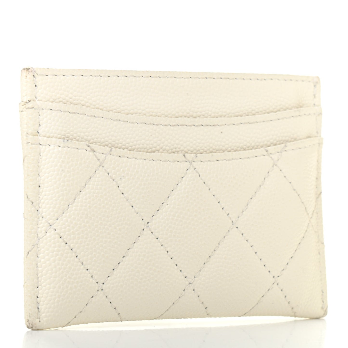 Caviar Quilted Card Holder White