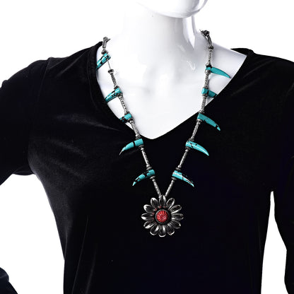 Gucci Sterling Silver Resin Marmont Flower Statement Necklace 2 of 6