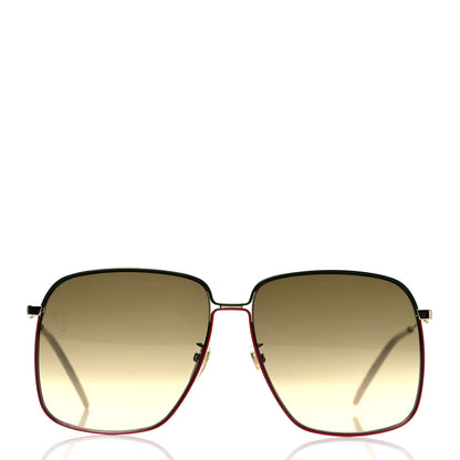 Gucci Web Rectangular Frame Interlocking G Sunglasses GG0394S Green Red 2 of 6