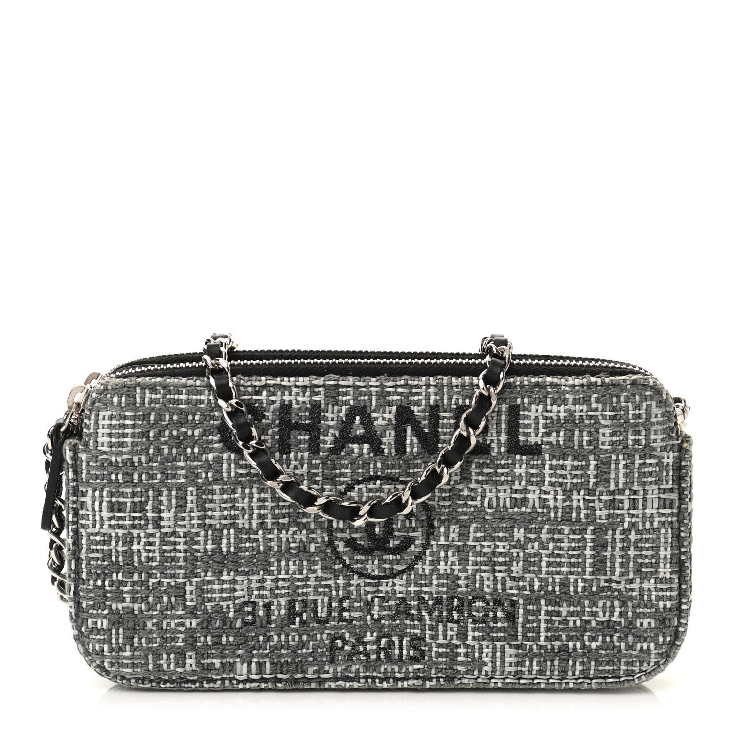 Chanel Canvas Small Deauville Clutch With Chain Charcoal 1 of 10