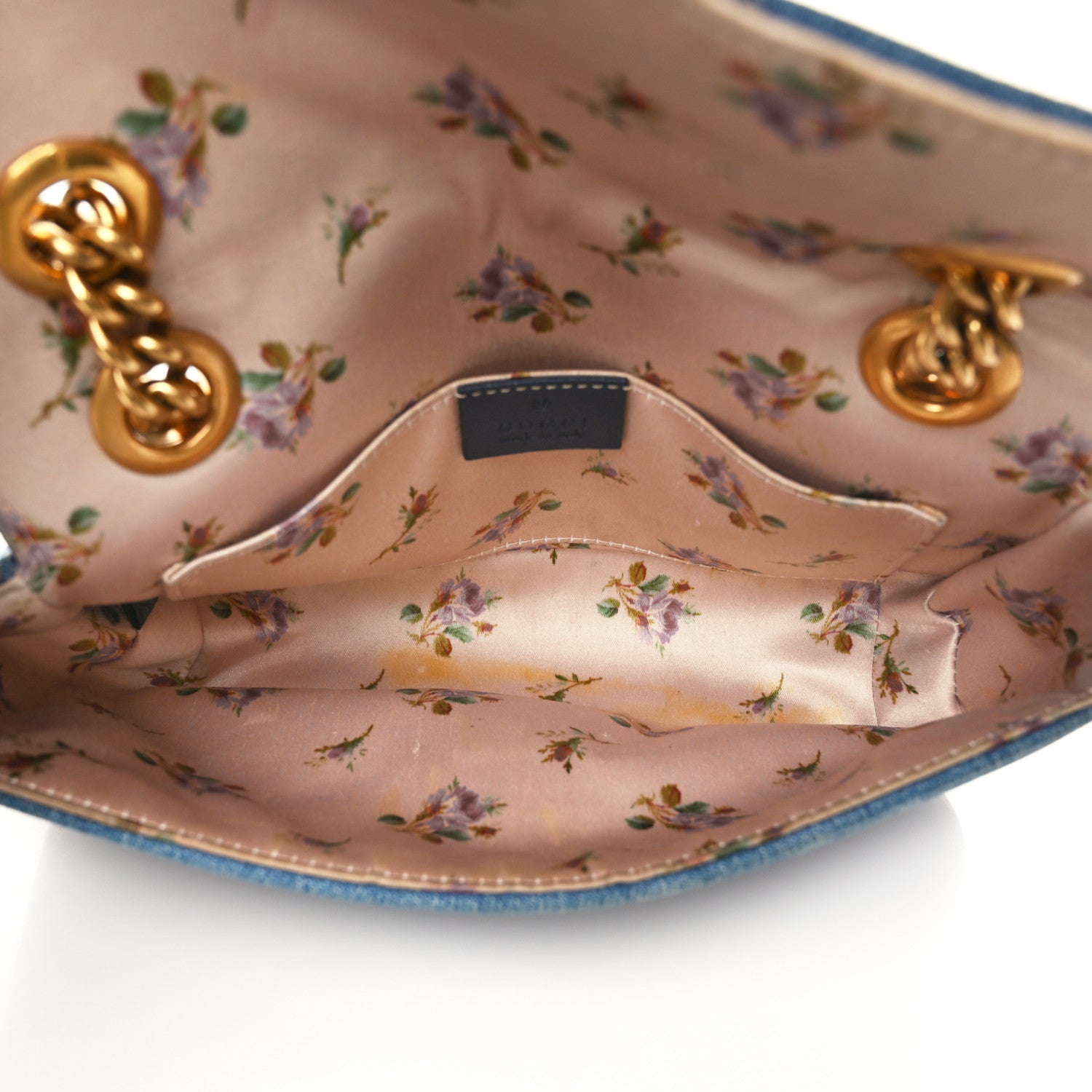 Gucci Denim Matelasse Mini Pearly GG Marmont Shoulder Bag Blue 4 of 9