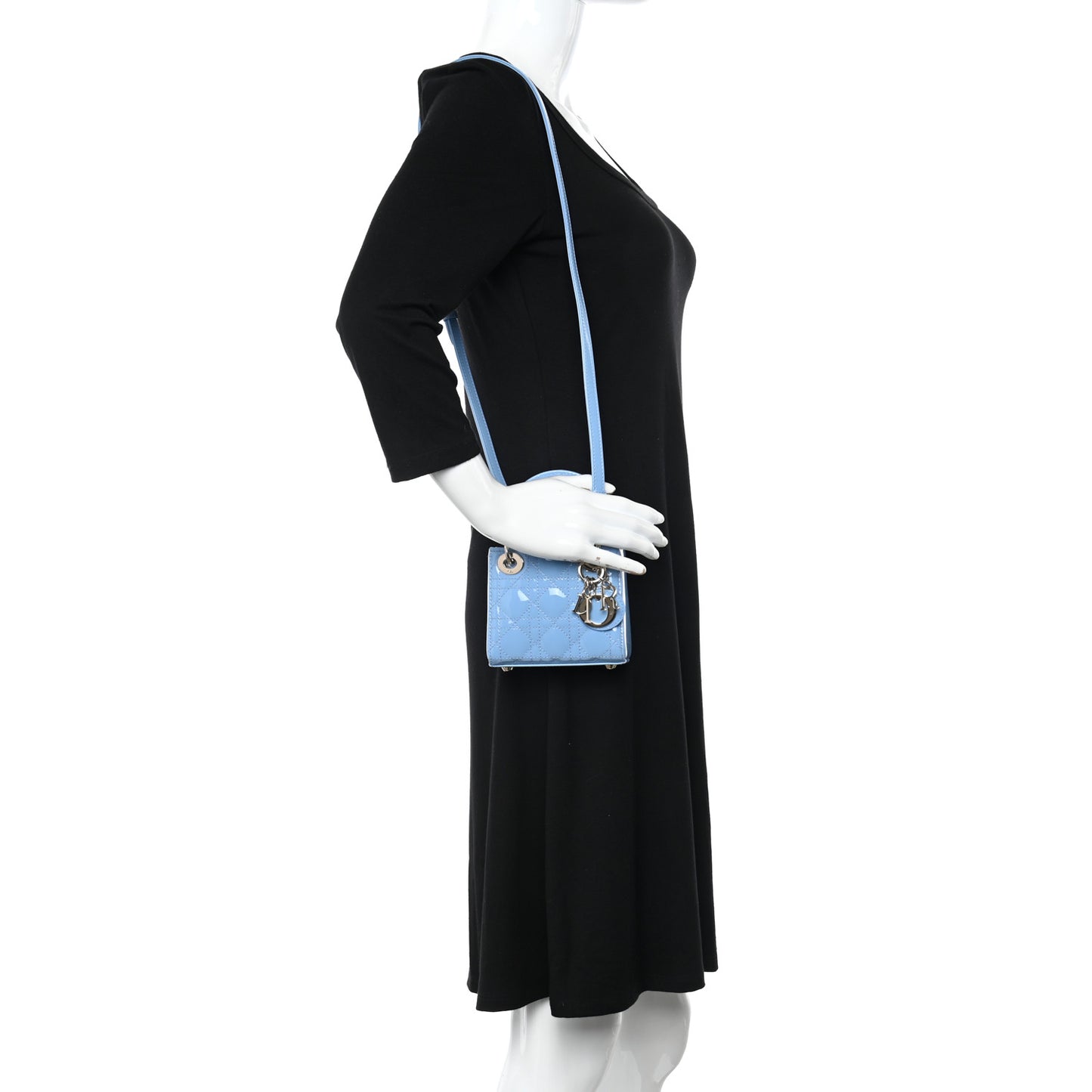 Patent Cannage Micro Lady Dior Cornflower Blue