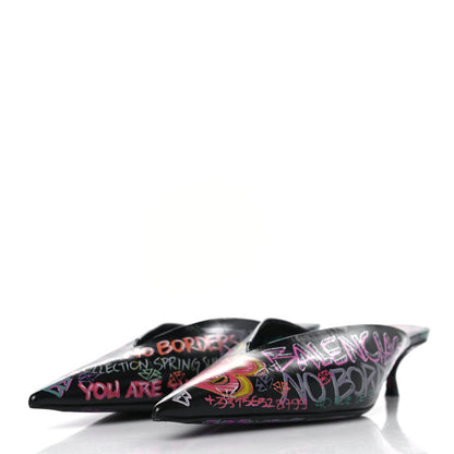 Balenciaga Chevre Classic Graffiti Pointed Toe Knife Mules 37 Black Multicolor 3 of 8
