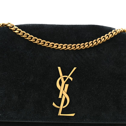 Saint Laurent Smooth Calfskin Suede Medium Reversible Monogram Kate Satchel Black 8 of 13