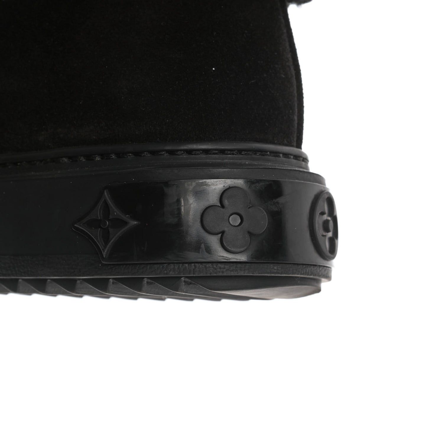 Suede Calfskin Shearling Snowdrop Flat Ankle Boot 37.5 Black