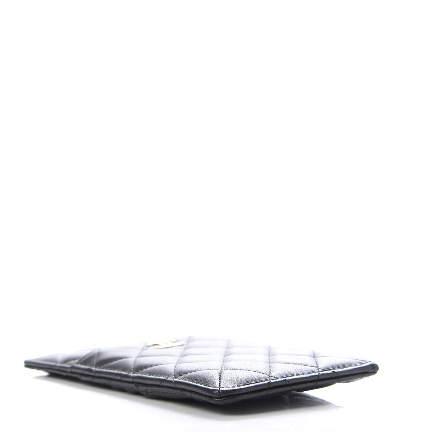 Lambskin Quilted Classic Flat Wallet Pouch Black