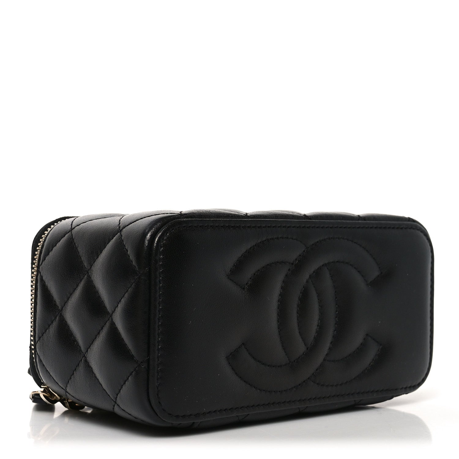 Chanel Lambskin Quilted Pearl Crush Small Vanity Case With Chain Black 4 of 11