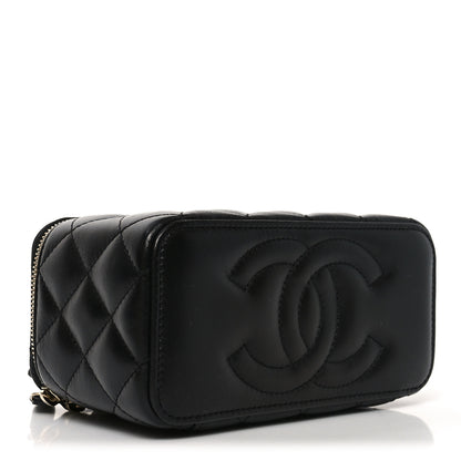 Chanel Lambskin Quilted Pearl Crush Small Vanity Case With Chain Black 4 of 11