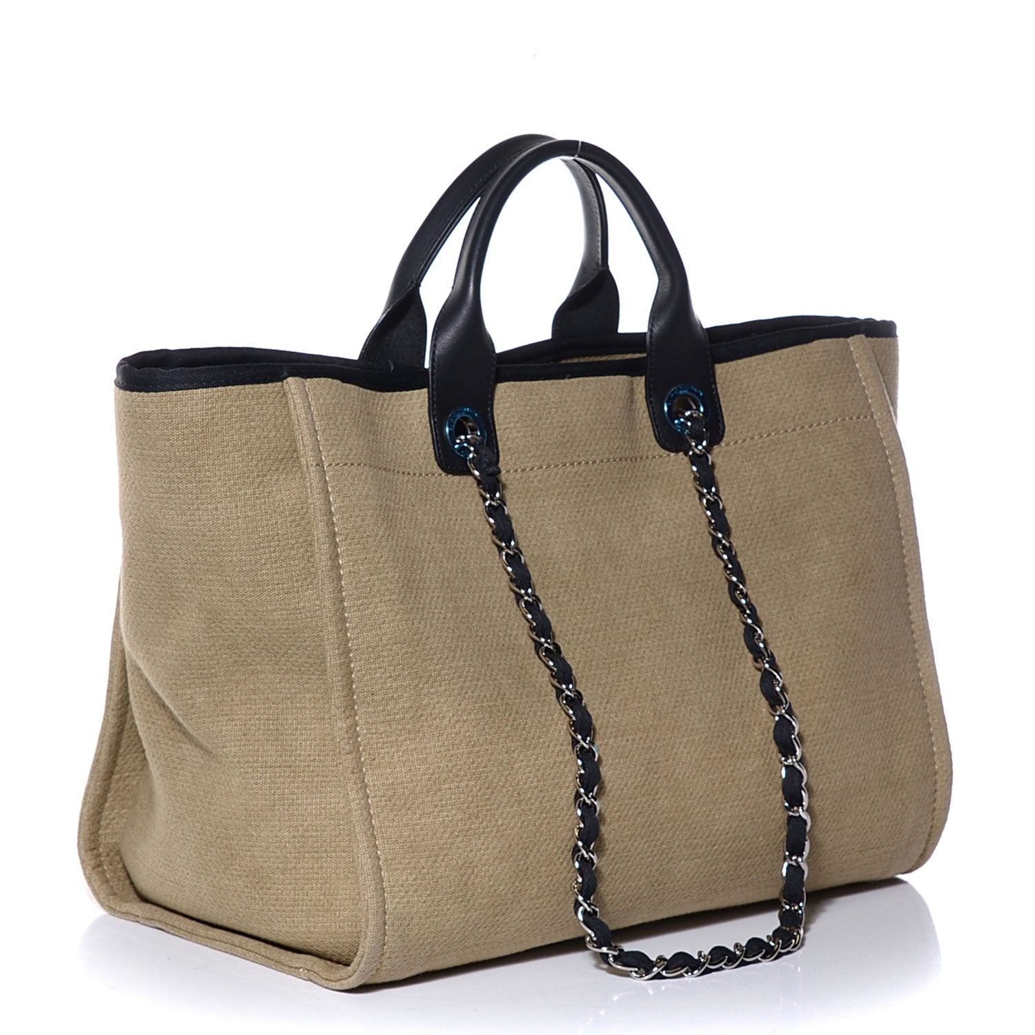 Chanel Canvas Large Deauville Tote Ecru 3 of 7
