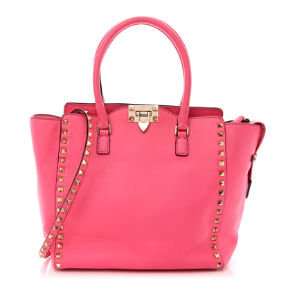 Valentino Garavani Vitello Rockstud Double Handle Tote Fuxia Fluo 1 of 15