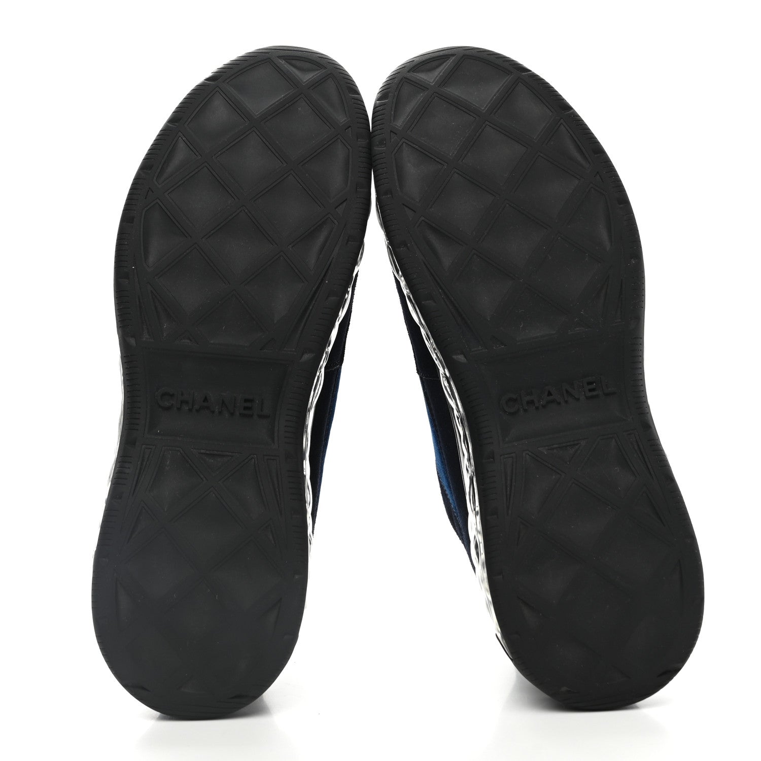 Chanel Suede Calfskin Velvet Grosgrain CC Sneakers 40 Navy Blue Black 5 of 8