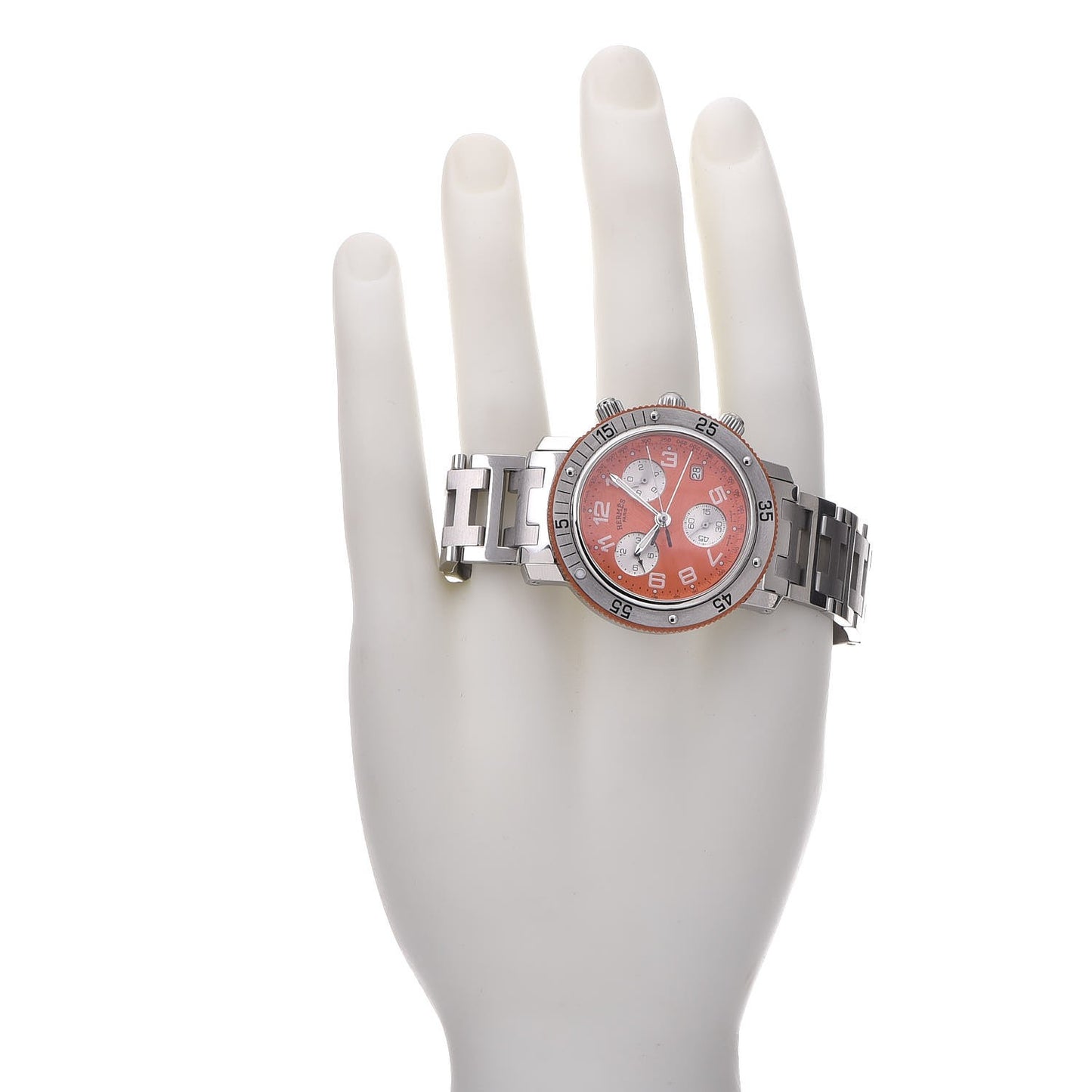 Stainless Steel 39mm Clipper Chronograph Quartz Watch Orange