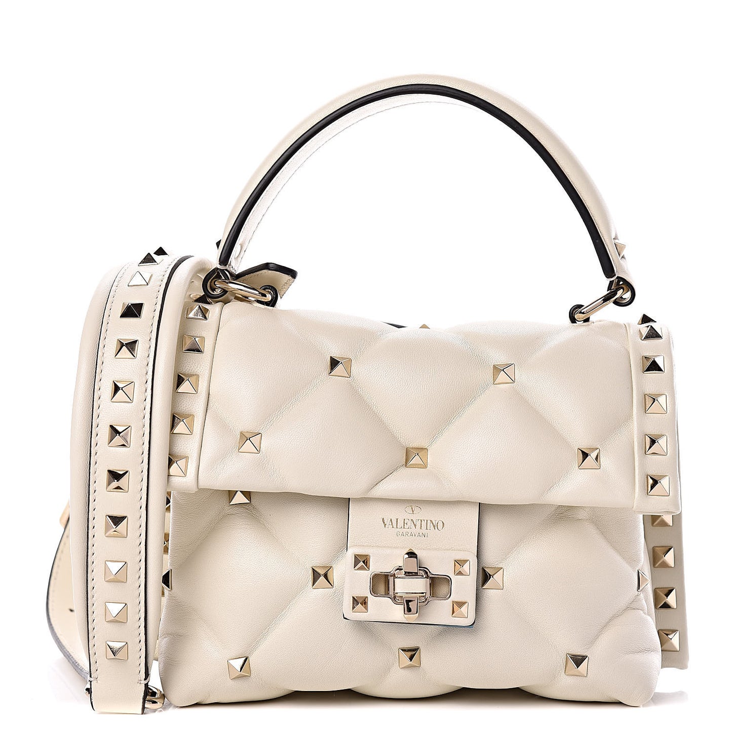 Nappa Mini Candystud Top Handle Bag Light Ivory