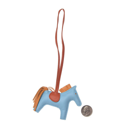 Hermes Milo Lambskin Grigri Rodeo Horse Bag Charm PM Celeste Naturel Bouton D'Or Cornaline 2 of 3