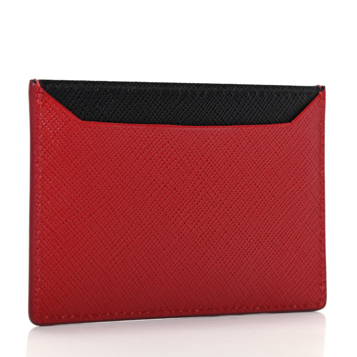 Saffiano Metal Card Case Rubino Black