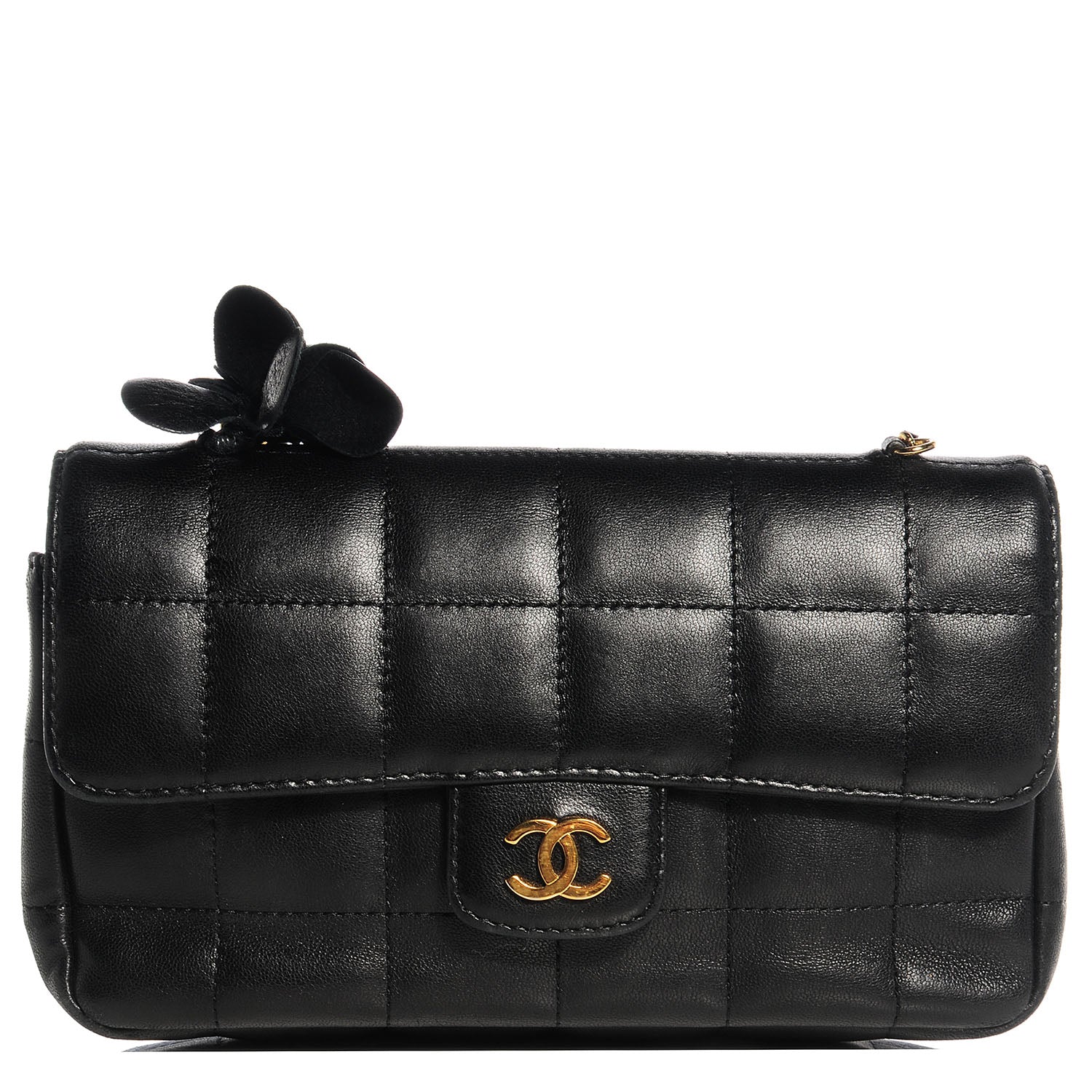Chanel Lambskin Camellia Mini Flap Black 1 of 7