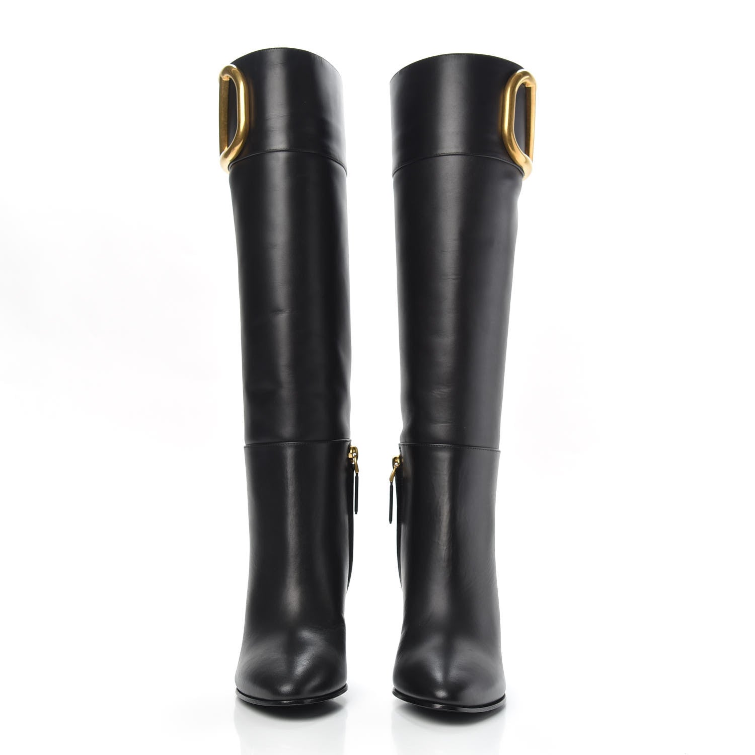 Valentino Garavani Calfskin Vlogo Knee High 85mm Boots 35 Black 2 of 8