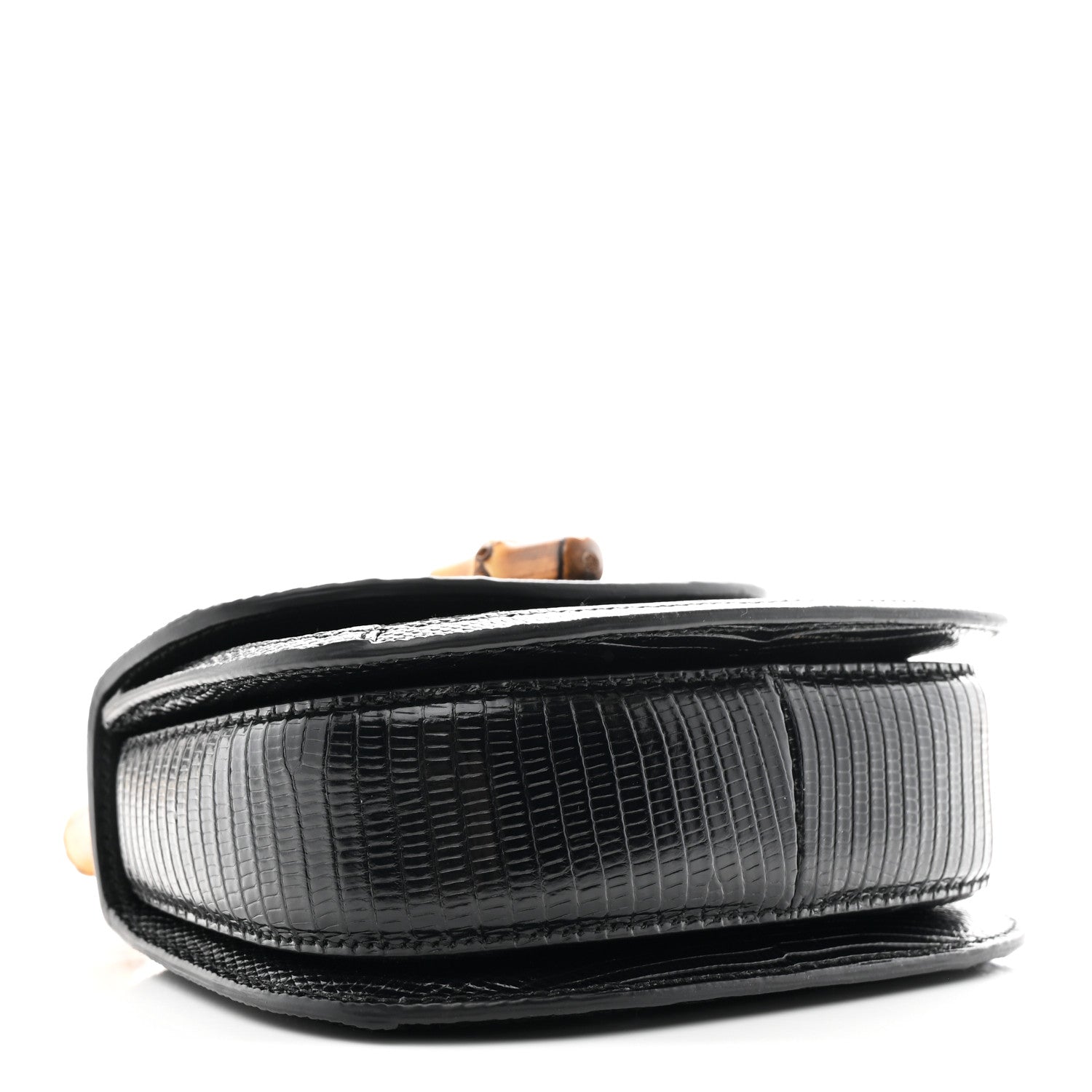 Gucci Sequin Lizard Embossed GG Mini Bamboo 1947 Top Handle Chain Bag Black White 4 of 10