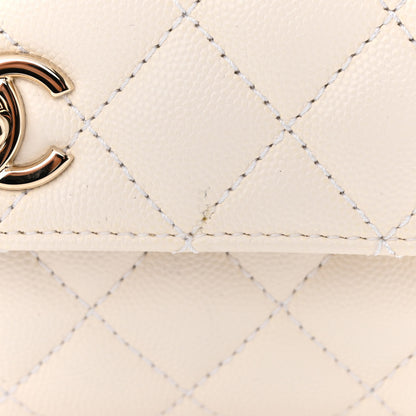 Chanel Caviar Quilted Mini Coco Handle Flap White 11 of 12