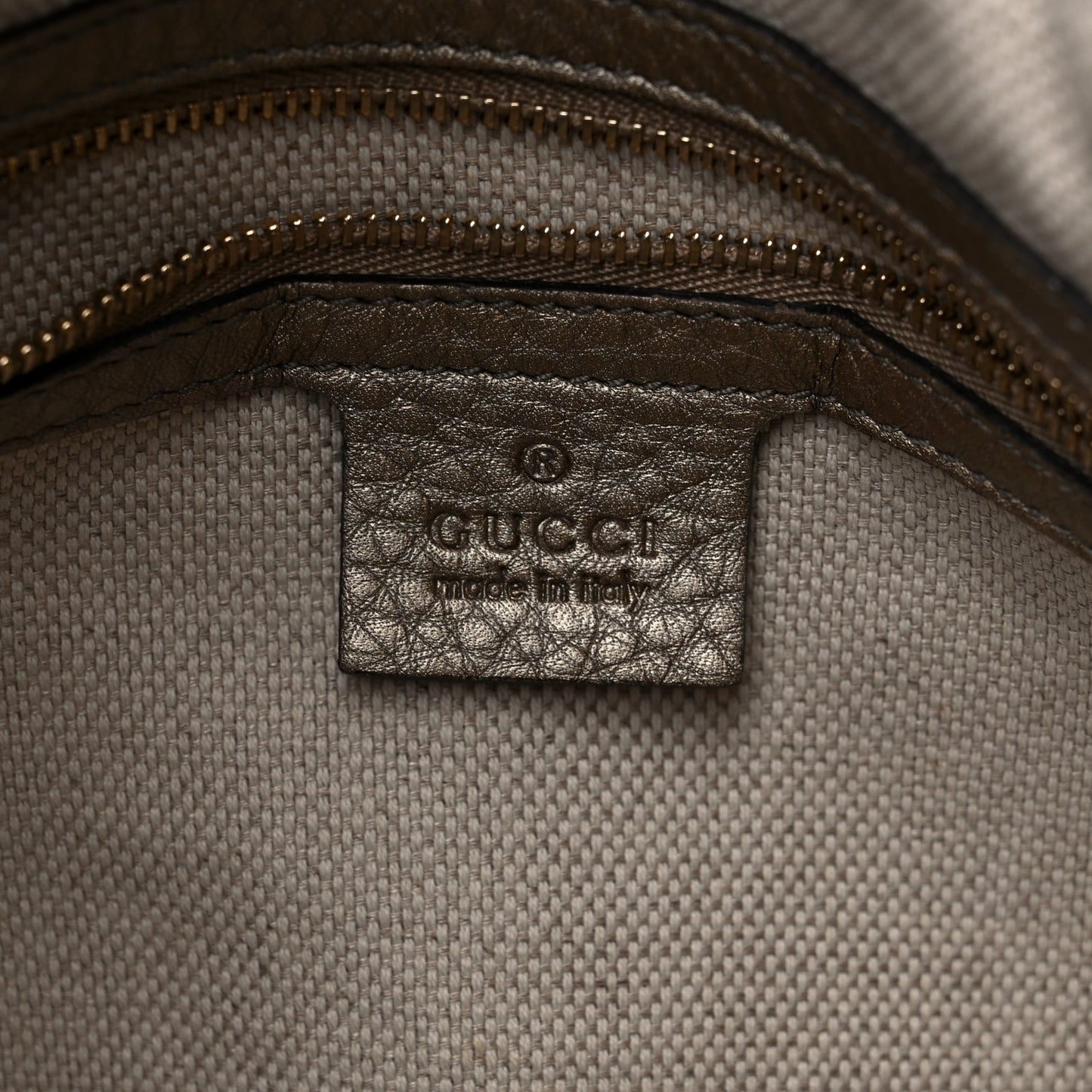 Metallic Pebbled Calfskin Medium Soho Chain Shoulder Bag Golden Beige